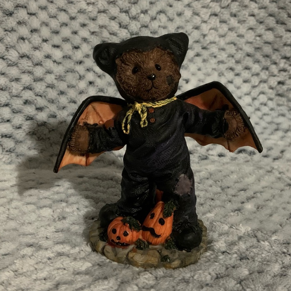 Halloween Bear Figurine with Bat Wings